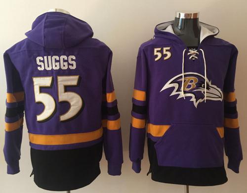 Nike Ravens #55 Terrell Suggs Purple/Black Name & Number Pullover NFL Hoodie